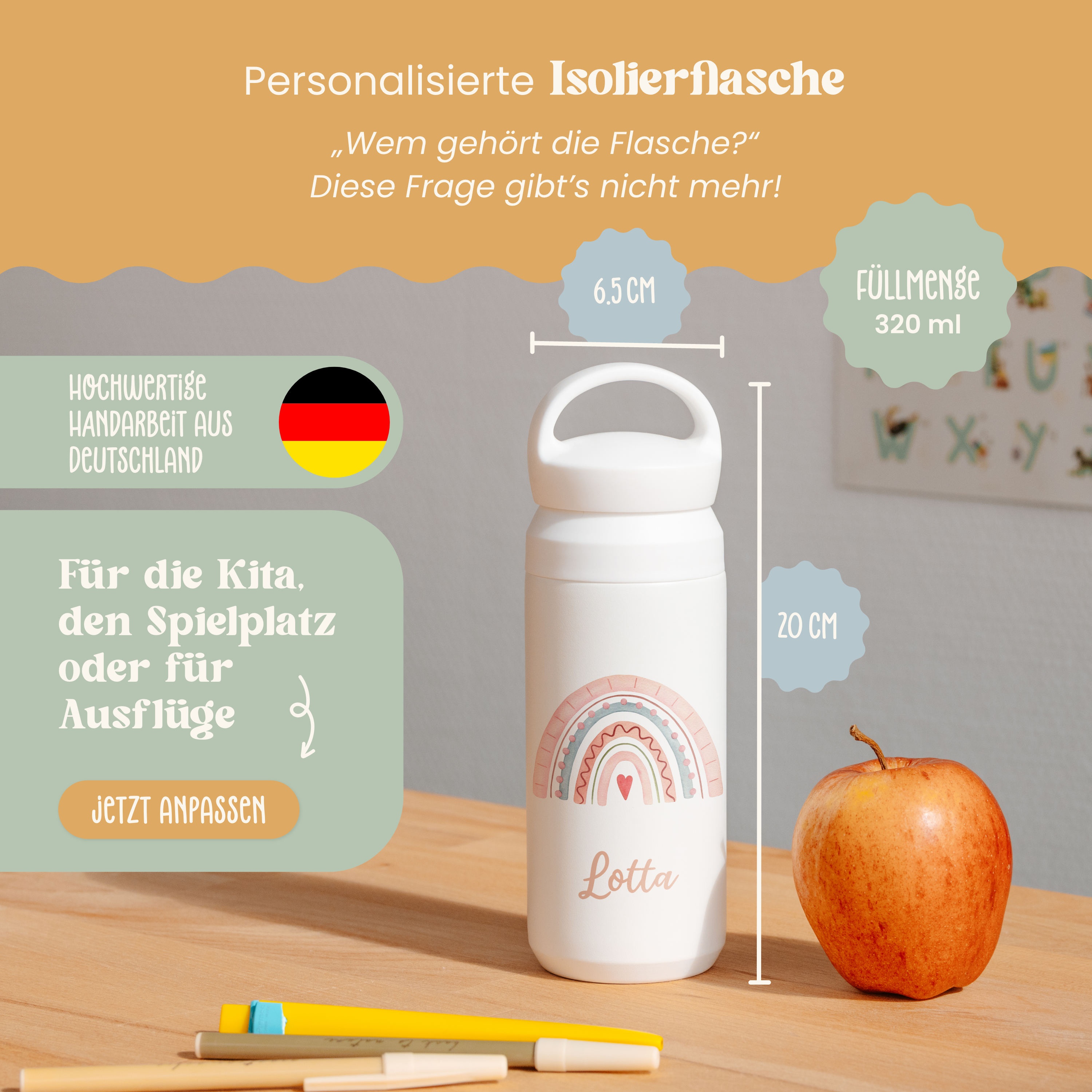Trinkflasche Regenbogen | Design 012.02. | Farbdruck